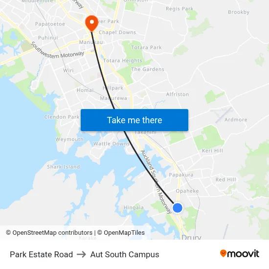 Park Estate Road to Aut South Campus map