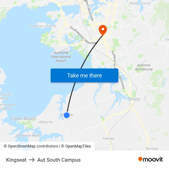Kingseat to Aut South Campus map