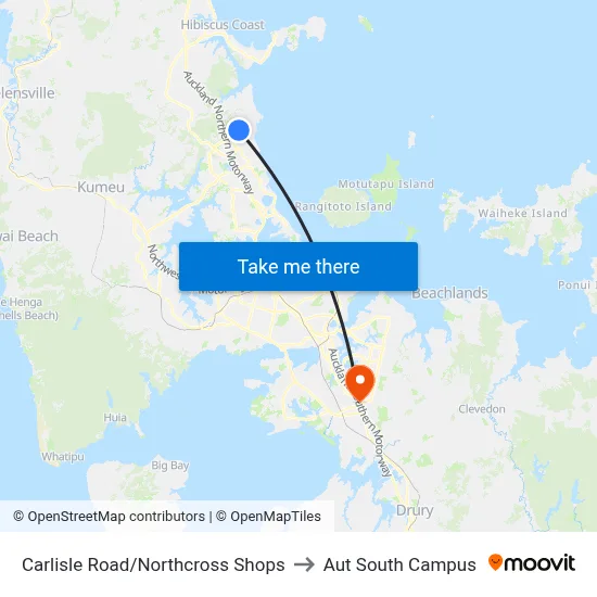 Carlisle Road/Northcross Shops to Aut South Campus map