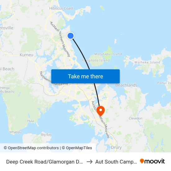 Deep Creek Road/Glamorgan Drive to Aut South Campus map