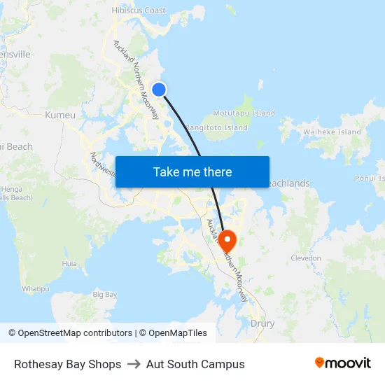 Rothesay Bay Shops to Aut South Campus map