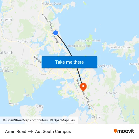 Arran Road to Aut South Campus map