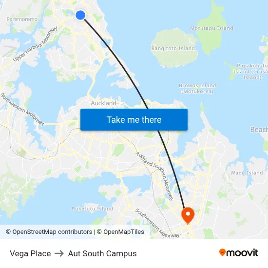 Vega Place to Aut South Campus map