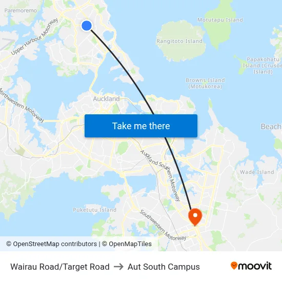 Wairau Road/Target Road to Aut South Campus map
