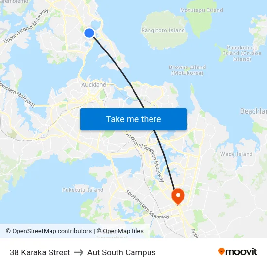 38 Karaka Street to Aut South Campus map