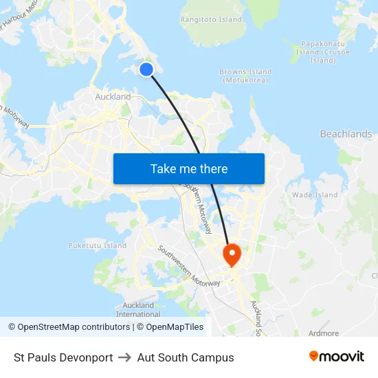 St Pauls Devonport to Aut South Campus map