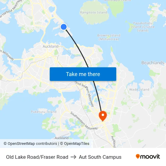 Old Lake Road/Fraser Road to Aut South Campus map