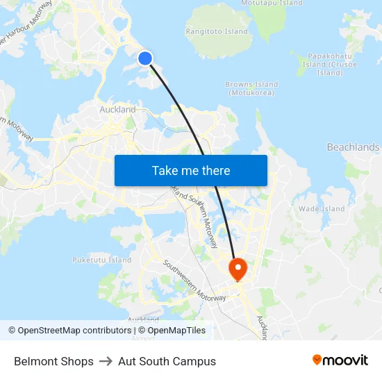 Belmont Shops to Aut South Campus map