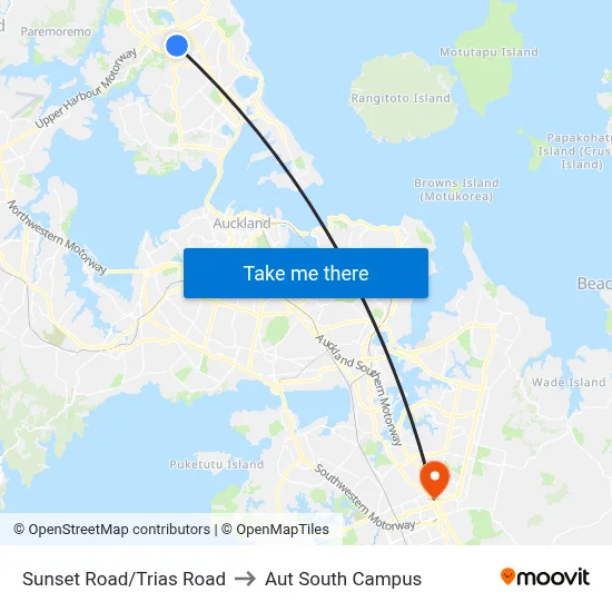 Sunset Road/Trias Road to Aut South Campus map