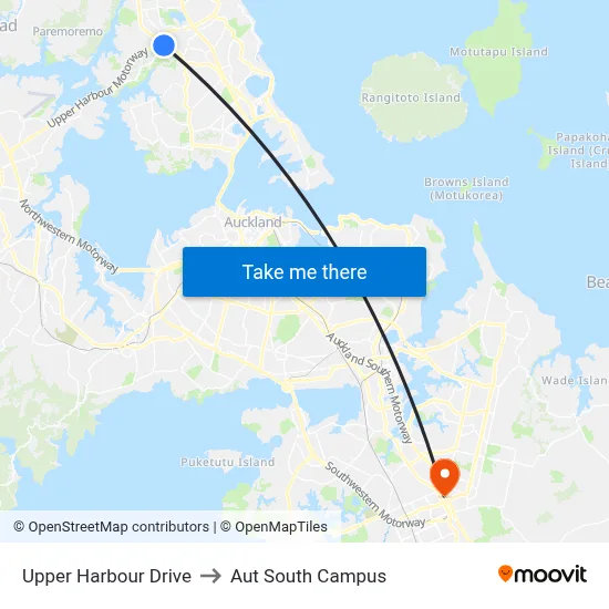 Upper Harbour Drive to Aut South Campus map