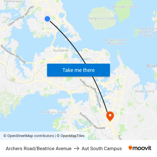 Archers Road/Beatrice Avenue to Aut South Campus map