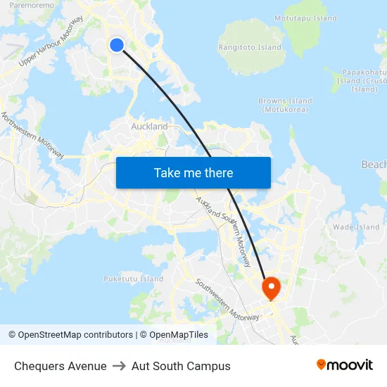Chequers Avenue to Aut South Campus map