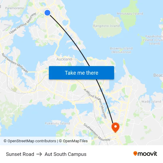 Sunset Road to Aut South Campus map