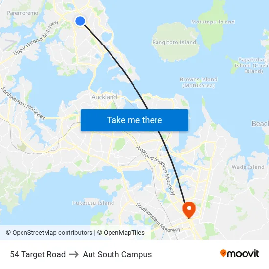 54 Target Road to Aut South Campus map