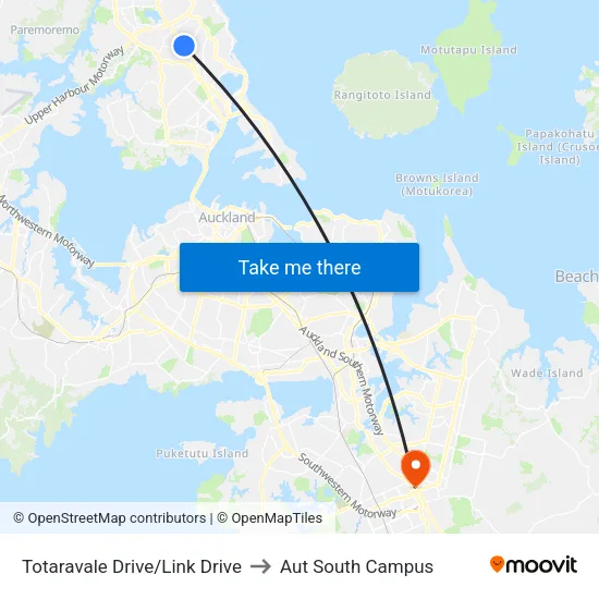 Totaravale Drive/Link Drive to Aut South Campus map