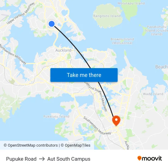 Pupuke Road to Aut South Campus map