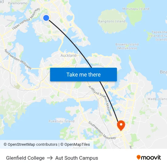 Glenfield College to Aut South Campus map