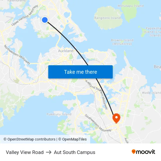 Valley View Road to Aut South Campus map