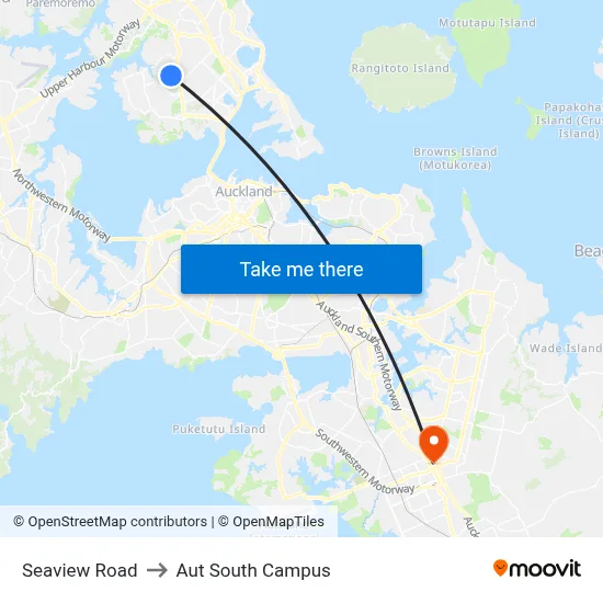Seaview Road to Aut South Campus map