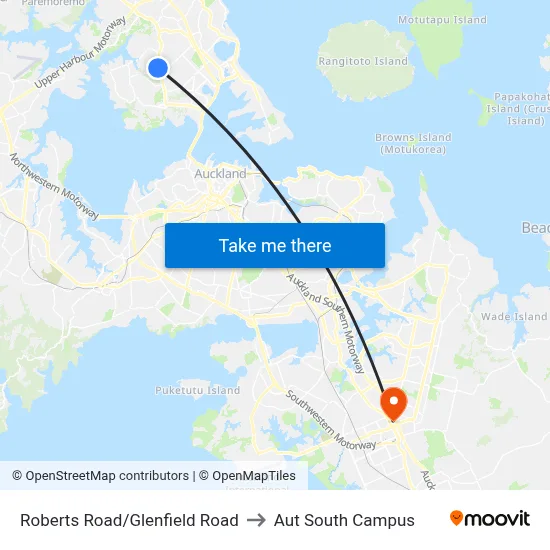 Roberts Road/Glenfield Road to Aut South Campus map