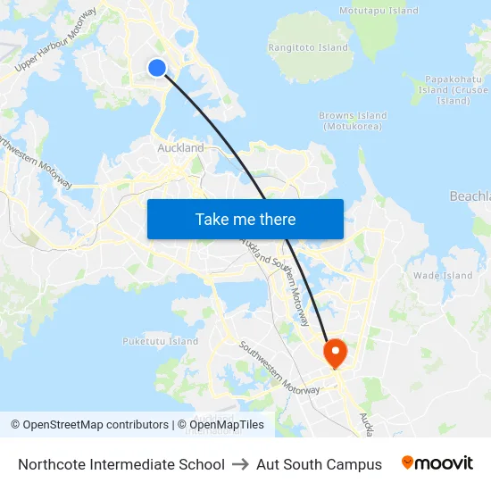 Northcote Intermediate School to Aut South Campus map