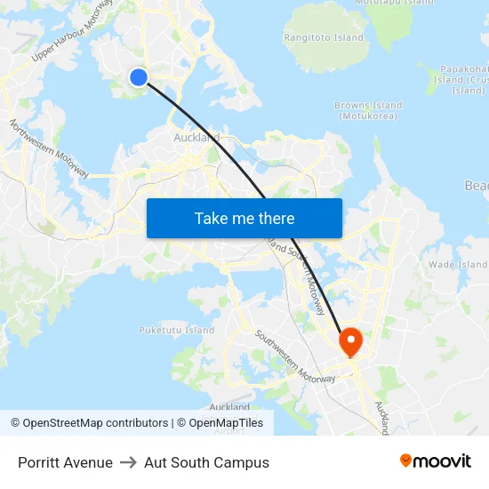 Porritt Avenue to Aut South Campus map