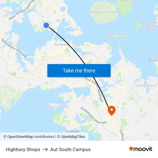 Highbury Shops to Aut South Campus map