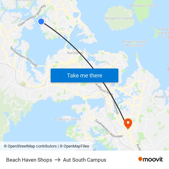 Beach Haven Shops to Aut South Campus map