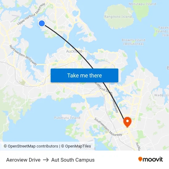 Aeroview Drive to Aut South Campus map