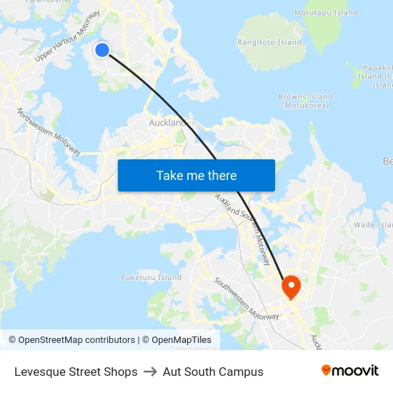 Levesque Street Shops to Aut South Campus map