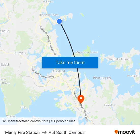 Manly Fire Station to Aut South Campus map