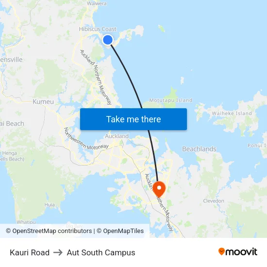 Kauri Road to Aut South Campus map