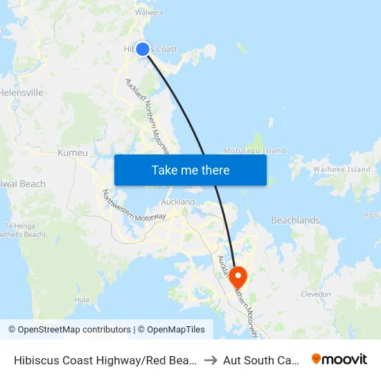 Hibiscus Coast Highway/Red Beach Road to Aut South Campus map