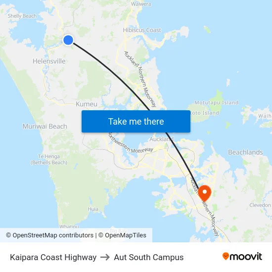 Kaipara Coast Highway to Aut South Campus map