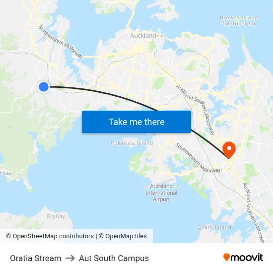 Oratia Stream to Aut South Campus map