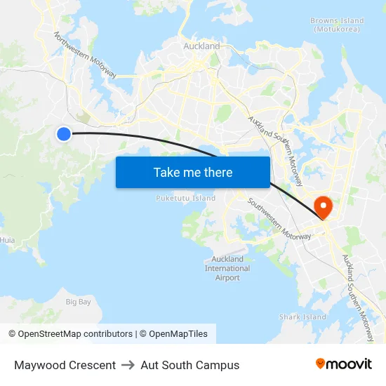 Maywood Crescent to Aut South Campus map