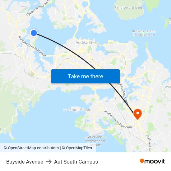 Bayside Avenue to Aut South Campus map