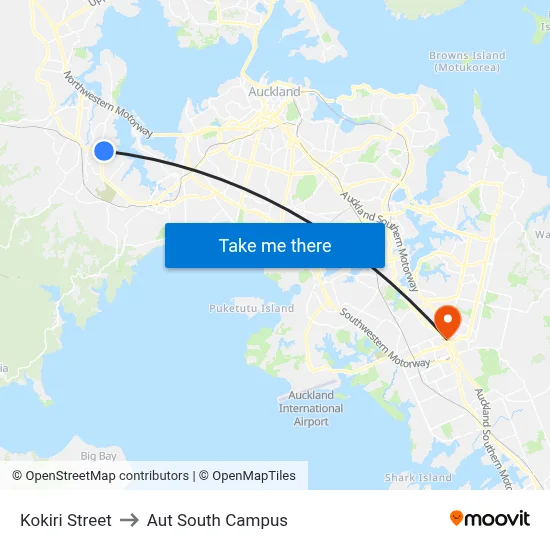 Kokiri Street to Aut South Campus map