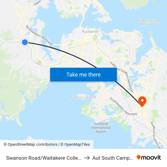 Swanson Road/Waitakere College to Aut South Campus map
