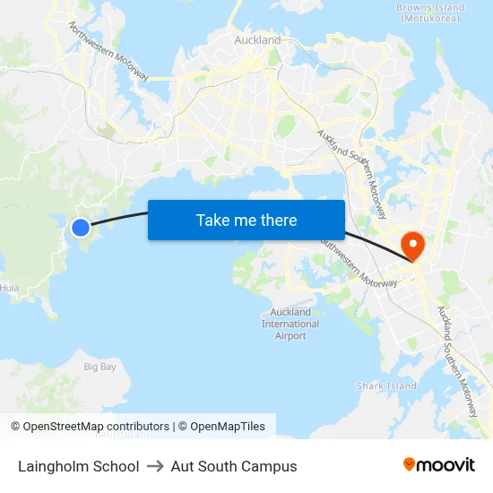 Laingholm School to Aut South Campus map