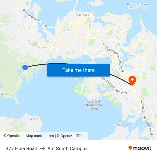 377 Huia Road to Aut South Campus map