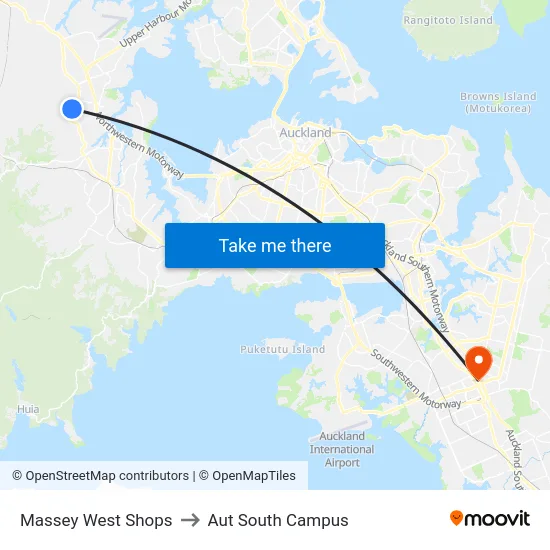 Massey West Shops to Aut South Campus map