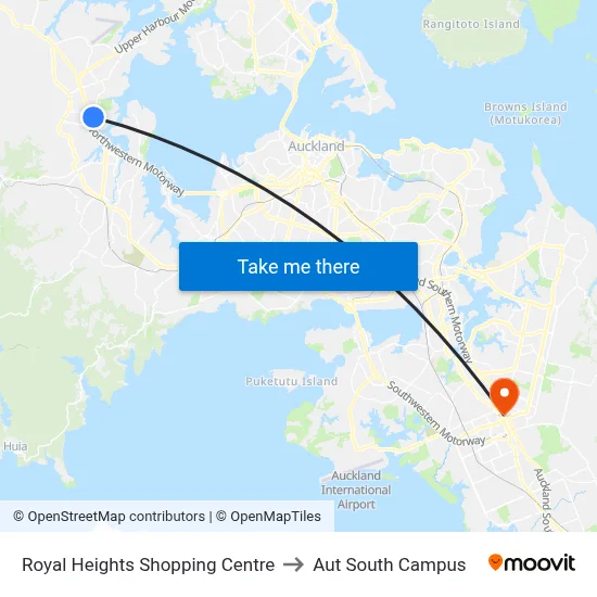 Royal Heights Shopping Centre to Aut South Campus map