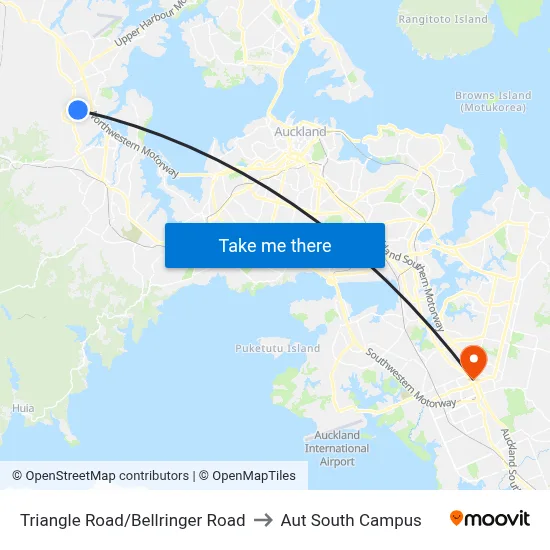 Triangle Road/Bellringer Road to Aut South Campus map