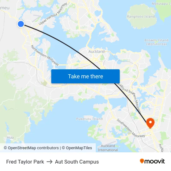 Fred Taylor Park to Aut South Campus map