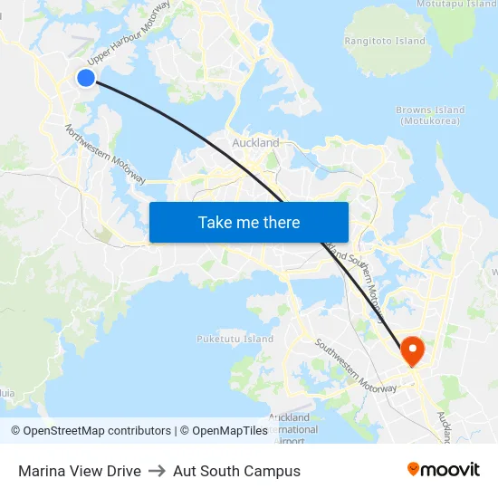 Marina View Drive to Aut South Campus map
