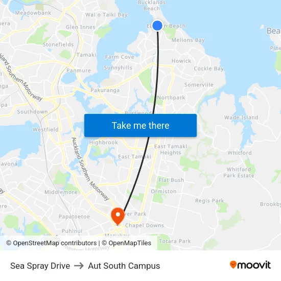 Sea Spray Drive to Aut South Campus map