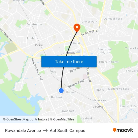 Rowandale Avenue to Aut South Campus map