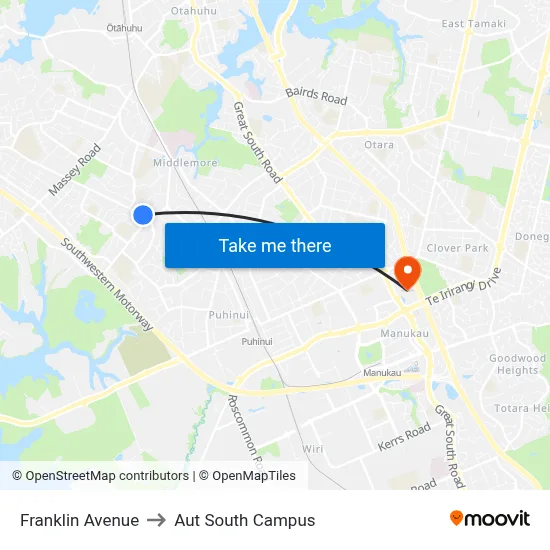 Franklin Avenue to Aut South Campus map