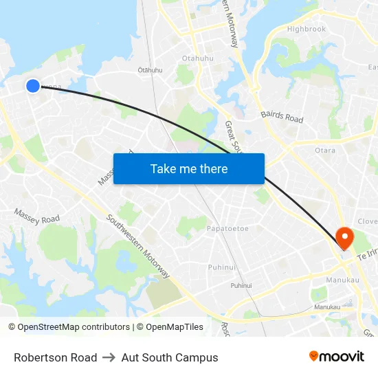 Robertson Road to Aut South Campus map